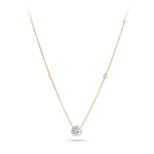 45cm Halo Station Necklace with 1.00tw of Laboratory-Grown Diamonds in  9kt Yellow Gold