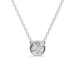 45cm Bezel Pendant Necklace with 0.80ct of Laboratory-Grown Diamonds in Sterling Silver and Platinum