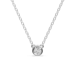 45cm Bezel Pendant Necklace with 0.20ct of Laboratory-Grown Diamonds in Sterling Silver and Platinum