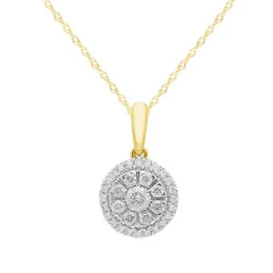 45cm Composite Halo Necklace with 0.25tw of Diamonds in 9kt Yellow Gold