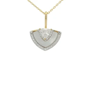 CHIC NOEL MOTHER OF PEARL FAN PENDANT GOLD