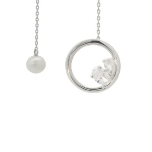 CHIC NOEL FRESHWATER PEARL LARIAT SILVER