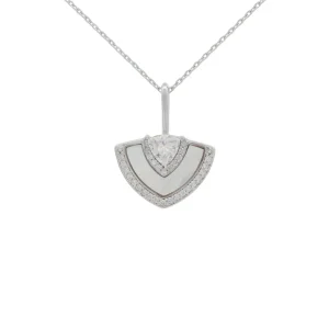 CHIC NOEL MOTHER OF PEARL FAN PENDANT SILVER