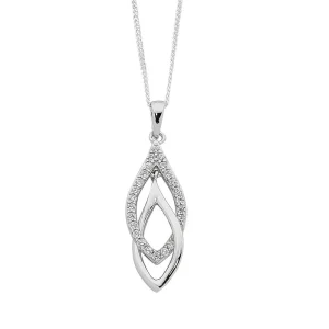 45cm Sterling Silver Interlocked Drop Necklace