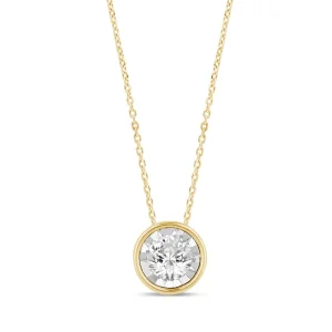 0.10ct Diamond Solitaire Bezel Necklace in 9kt Yellow Gold