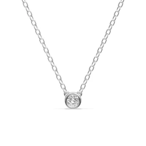 45cm Bezel Pendant Necklace with 0.10ct of Laboratory-Grown Diamonds in Sterling Silver and Platinum