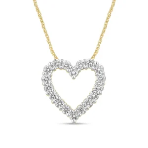 45cm Heart Slider Necklace with 1.00tw of Laboratory-Grown Diamonds in 9kt Yellow Gold