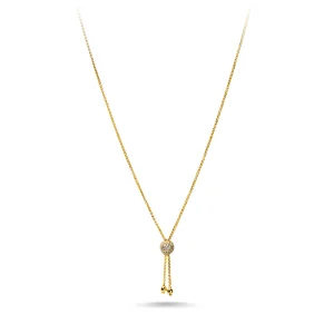 9kt Bonded Gold Tassle Necklace with Cubic Zirconia 50cm