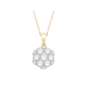 45cm Flower Necklace with 0.75tw of Laboratory-Grown Diamonds in 9kt Yellow Gold