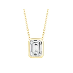 45cm Emerald Cut Solitaire Necklace with 0.50ct of Laboratory-Grown Diamonds in 9kt Yellow Gold
