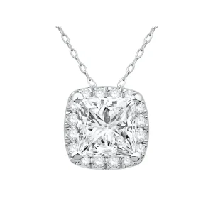 45cm Hidden Halo Necklace with 1.10tw of Laboratory-Grown Diamonds in 9kt White Gold