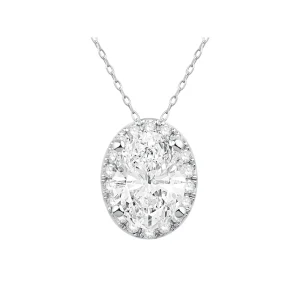 45cm Oval Hidden Halo Necklace with 1.10tw of Laboratory-Grown Diamonds in 9kt White Gold