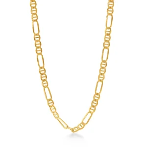 Mariner Figaro Chain Necklace 45cm in 9kt Yellow Gold
