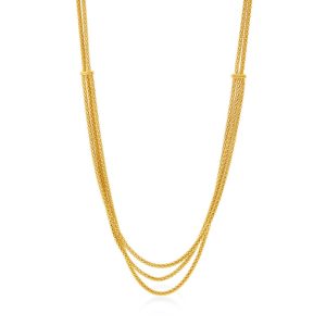 Popcorn Multirow Chain Necklace 45cm in 9kt Yellow Gold