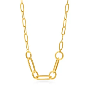 Paperclip Chain Necklace in 9kt Yellow Gold
