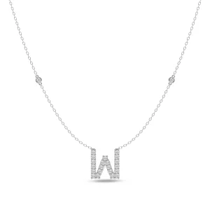 Brilliant Claw Initial W Slider Necklace with 0.40tw of Laboratory-Grown Diamonds in Mirage Sterling Silver and Platinum