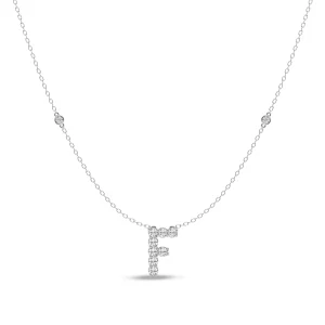 Brilliant Claw Initial F Slider Necklace with 0.40tw of Laboratory-Grown Diamonds in Mirage Sterling Silver and Platinum