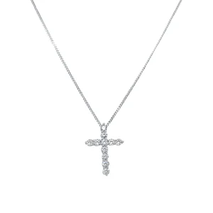 45cm Cubic Zirconia Cross Necklace in Sterling Silver