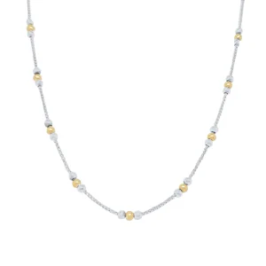 45cm Two Tone Ball Station Necklace in Sterling Silver