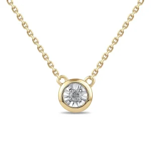43cm Diamond Set Solitaire Necklace in 9kt Yellow Gold
