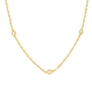 45cm Bezel Cubic Zirconia Station Necklace in Yellow Gold Pated Sterling Silver