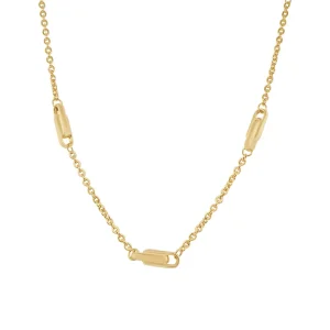 47cm 9kt Yellow Gold Silver Infused Necklace with Bars