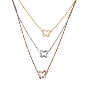 45cm 9kt Yellow Gold Silver Infused Layered Necklace with Cubic Zirconia