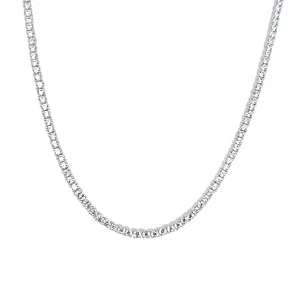 41cm 2mm Width Cubic Zirconia Tennis Necklace in Sterling Silver