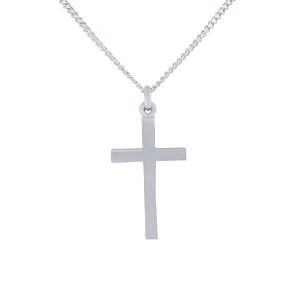 50cm Plain Flat Cross Necklace in Sterling Silver