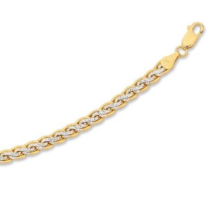 9kt Two Tone Gold Silver Infused Swirl Link Chain Necklace