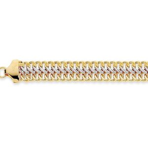 9kt Yellow Gold Silver Infused Two Tone Link Necklace 45cm