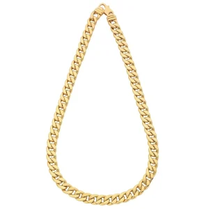 9kt Yellow Gold Silver Infused Curb Necklace 60cm
