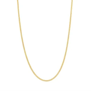 9kt Yellow Gold Fine Diamond Cut Curb Chain Necklace 45cm