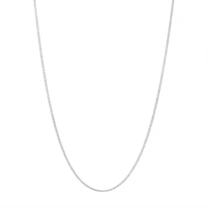 9kt White Gold Fine Diamond Cut Curb Chain Necklace 45cm