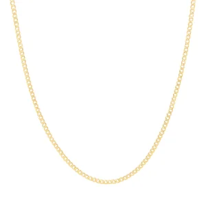 9kt Yellow Gold Rounded Curb Chain Necklace 40cm