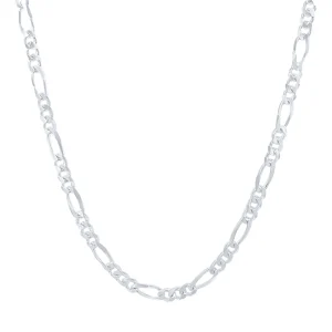 55cm 4mm Width Figaro Necklace in Sterling Silver