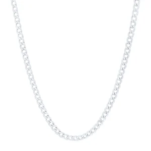 Curb Chain Necklace in 9kt White Gold Silver Infused 55cm
