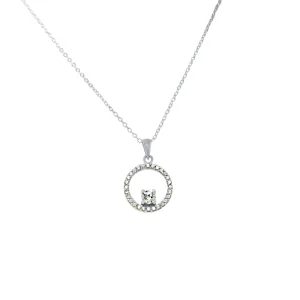 45cm Cubic Zirconia Open Circle Pendant Necklace in Sterling Silver