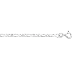 50cm 2mm-2.5mm Width Figaro Chain Necklace in Sterling Silver
