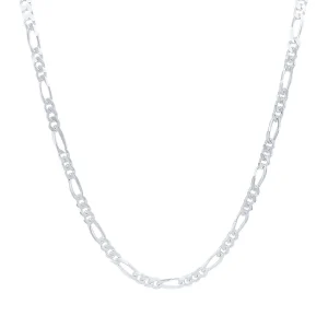 55cm 3.3mm Width Diamond Cut Figaro Necklace in Sterling Silver