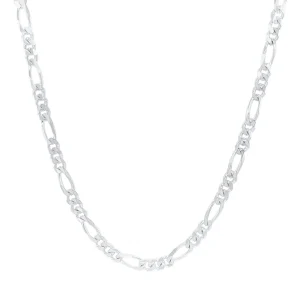 50cm 4mm Width Figaro Necklace in Sterling Silver