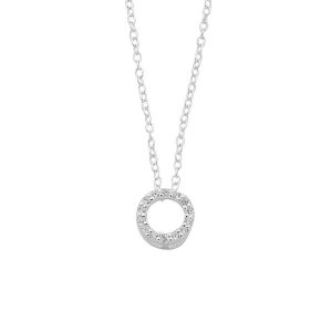 45cm Sterling Silver Cubic Zirconia Open Circle Necklace