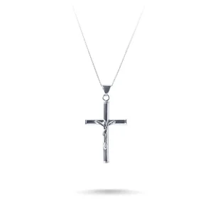 55cm Crucifix Cross Pendant Necklace in Sterling Silver