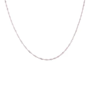 45cm 1mm-1.5mm Width Singapore Twist Chain Necklace in Sterling Silver