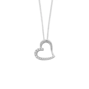 45cm Open Heart Cubic Zirconia Necklace in Sterling Silver