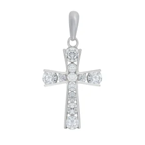 9kt White Gold Cubic Zirconia Cross Pendant