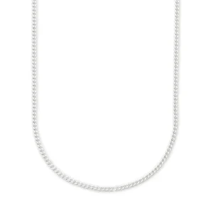 50cm 1mm Width Curb Chain Necklace in Sterling Silver