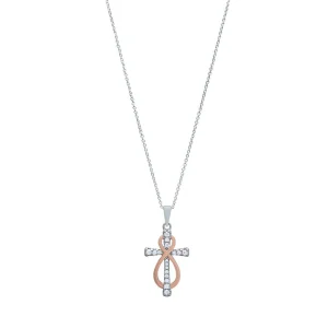 45cm Cross & Infinity Necklace in Sterling Silver