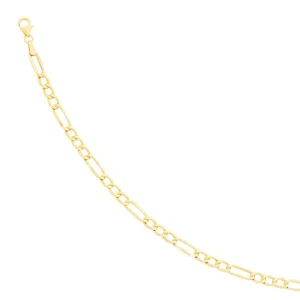 9kt Yellow Gold Silver Infused Figaro 1/3 Chain Necklace 50cm