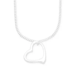 45cm Sterling Silver Open Heart Necklace